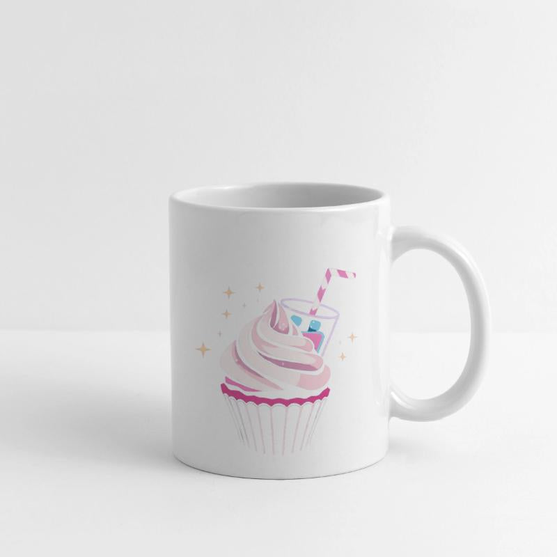 Colorful cupcake with swirling frosting topped