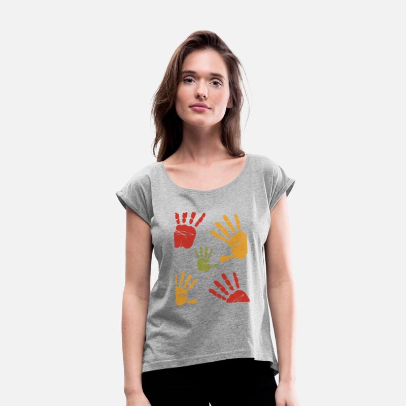 Colorful Handprint Pattern Rasta Vibe Unity T-Shir