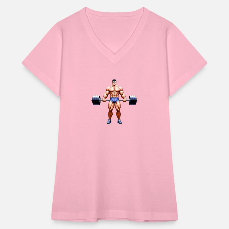 A pixel art of a strong body builder