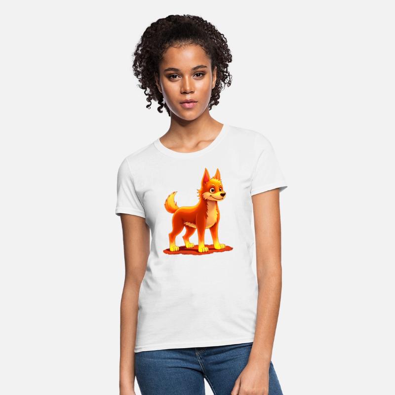 A playful fire dog on a flying carpet