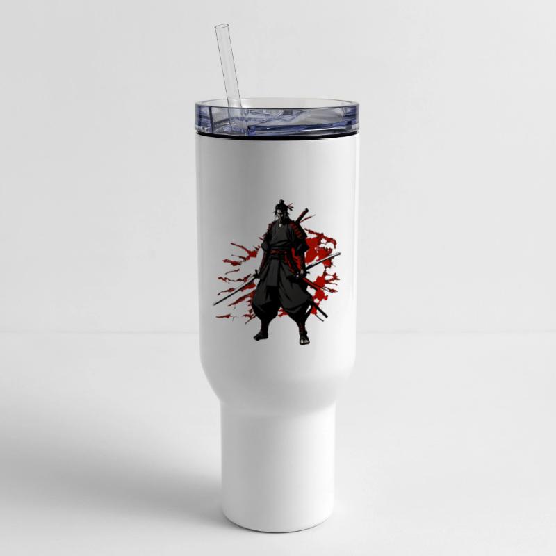 Anime Samurai Hero in Black Kimono