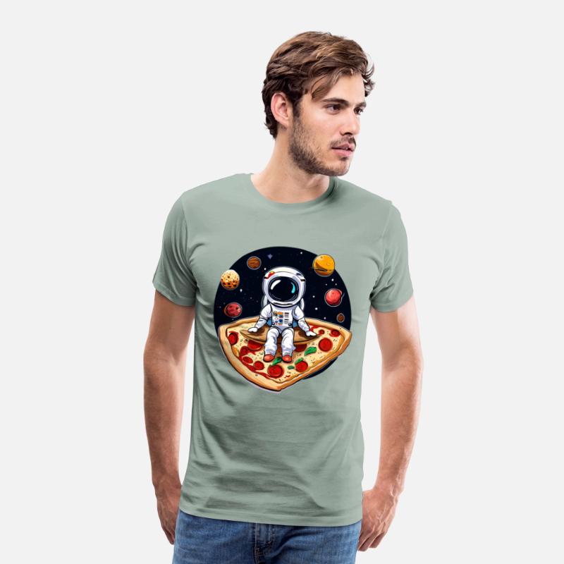 Astronaut on pizza in space