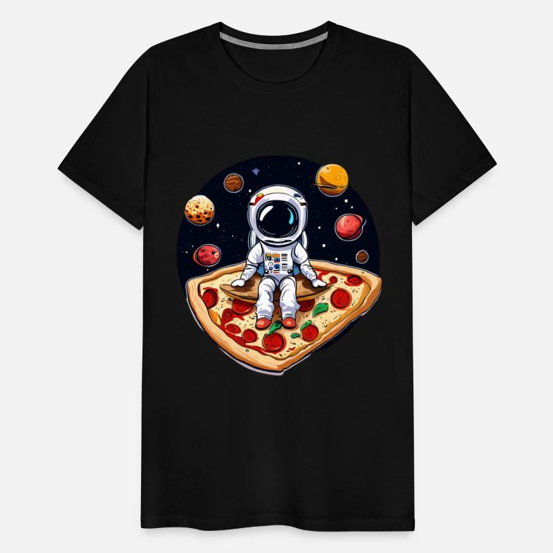 Astronaut on pizza in space