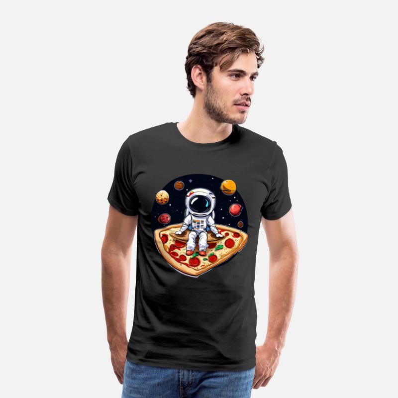 Astronaut on pizza in space