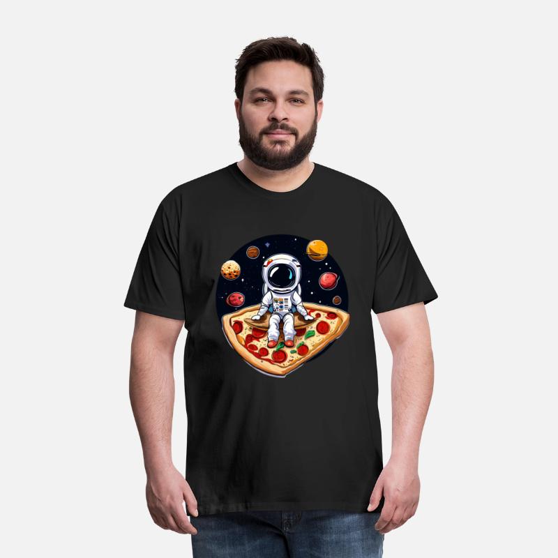 Astronaut on pizza in space