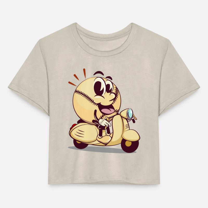 baseball cartoon riding a scooter