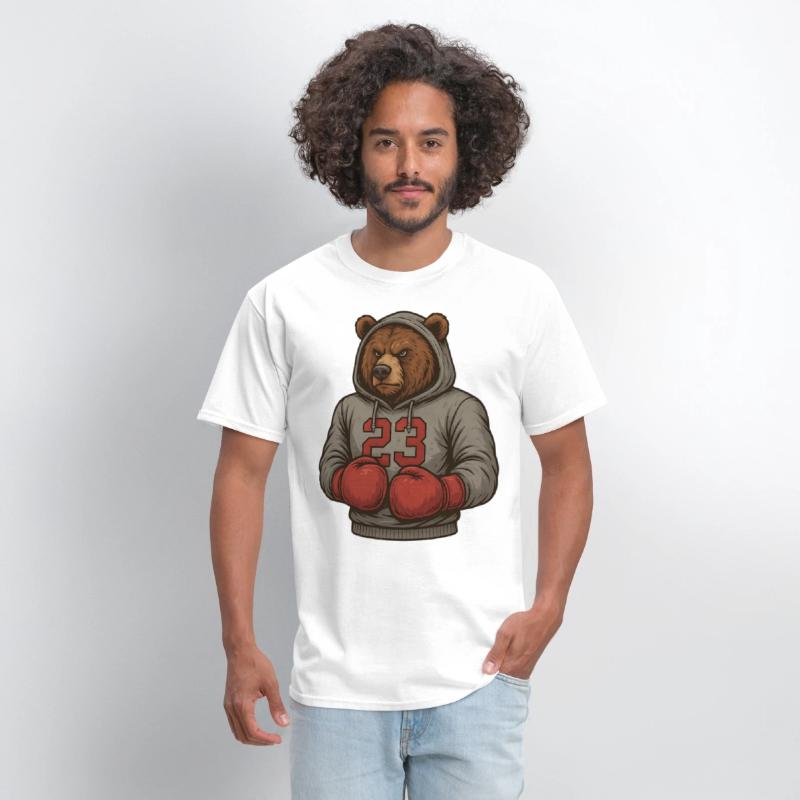 Bear 23 Boxing Hoodie Grizzly Gym Fighter Tee