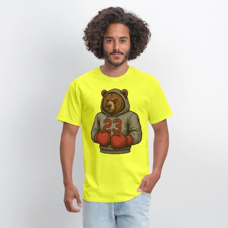 Bear 23 Boxing Hoodie Grizzly Gym Fighter Tee
