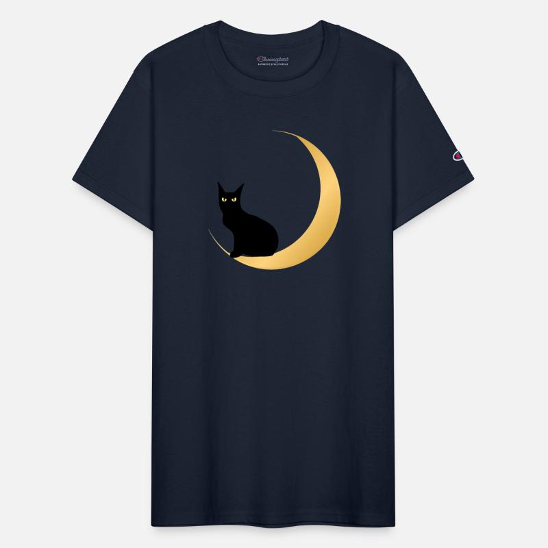 Black cat crescent moon dark night