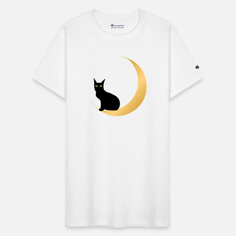 Black cat crescent moon dark night