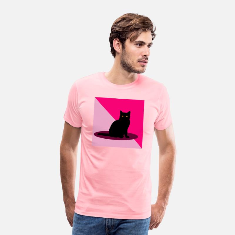 Black cat on a pink background