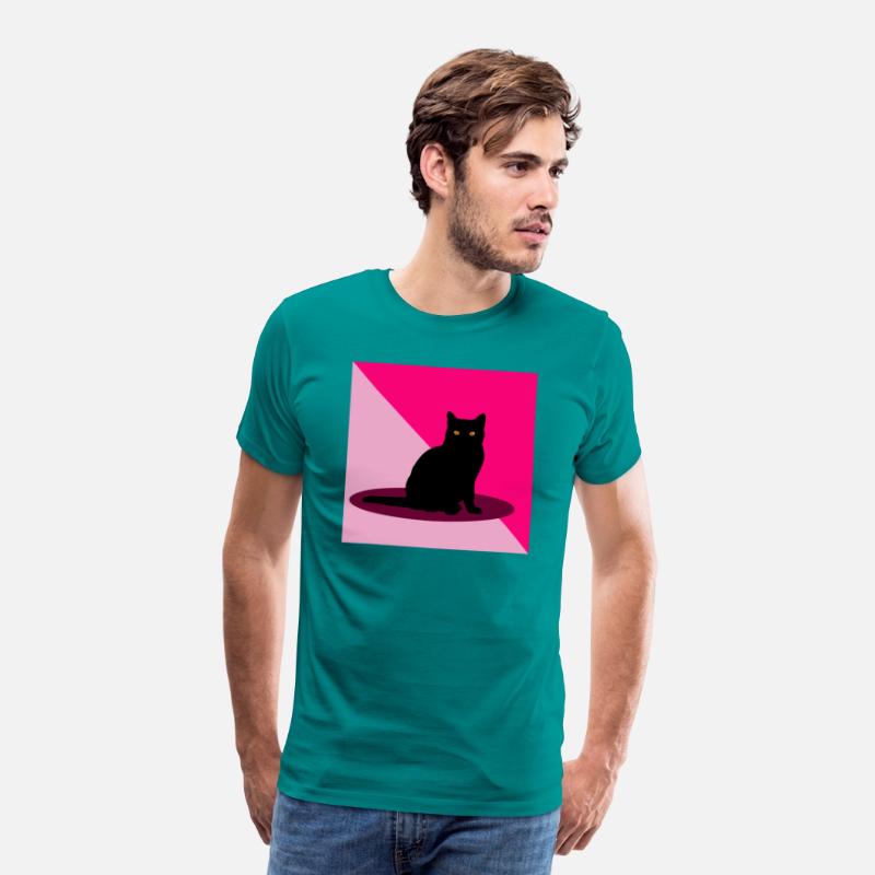 Black cat on a pink background