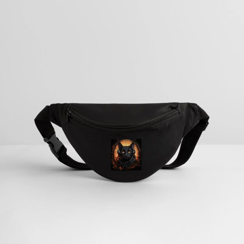 Black cat with earbuds listen to music