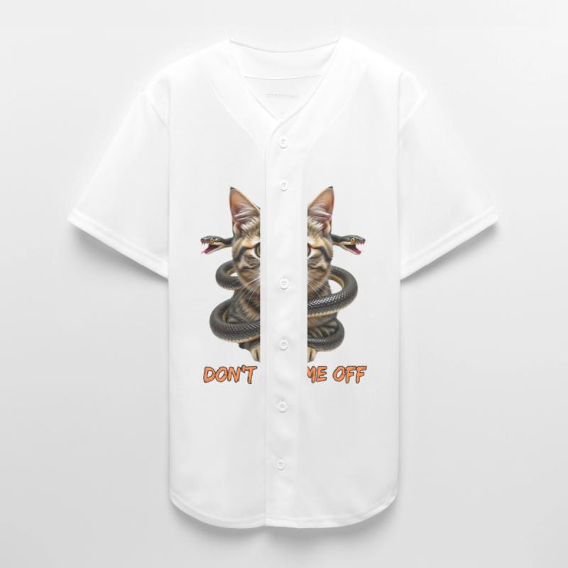 Cat Adorned with Snakes and Bold Text