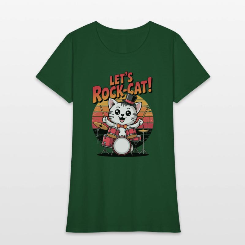 Cat Lets Rock Play with Drum