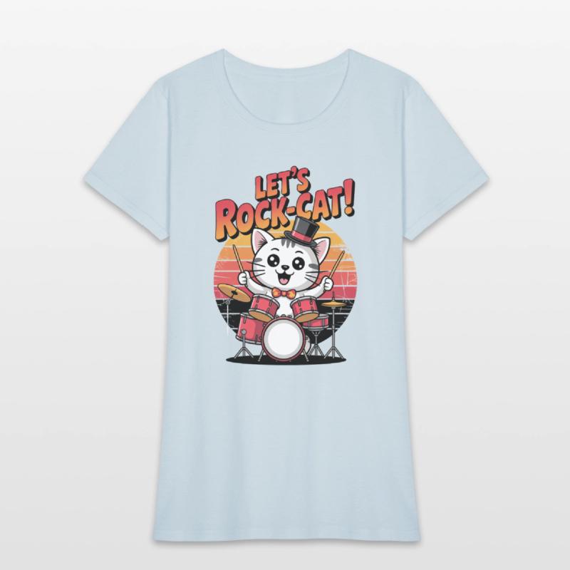 Cat Lets Rock Play with Drum