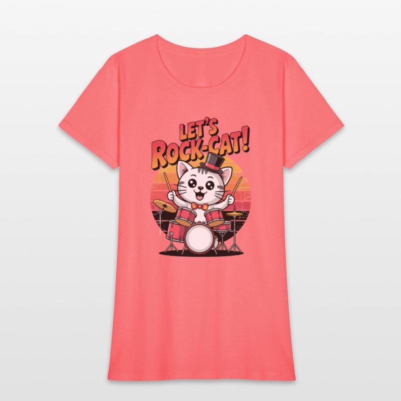 Cat Lets Rock Play with Drum