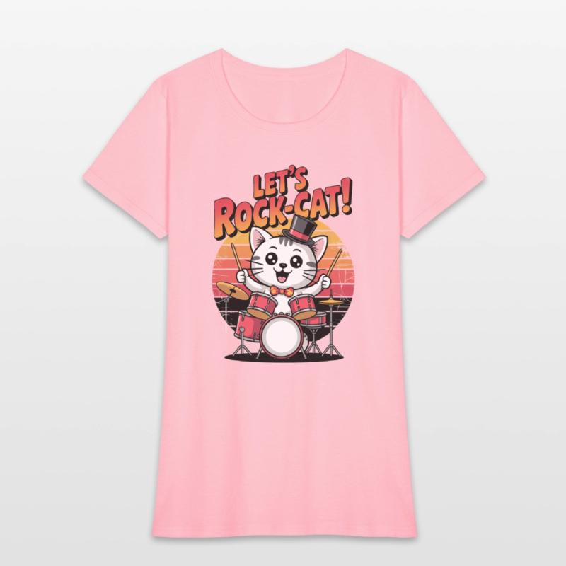 Cat Lets Rock Play with Drum