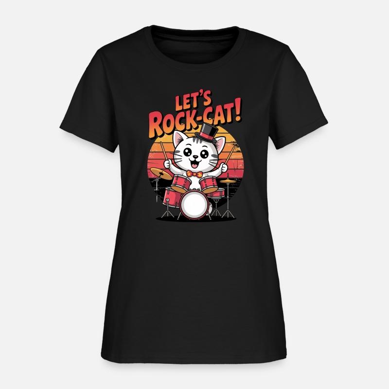 Cat Lets Rock Play with Drum