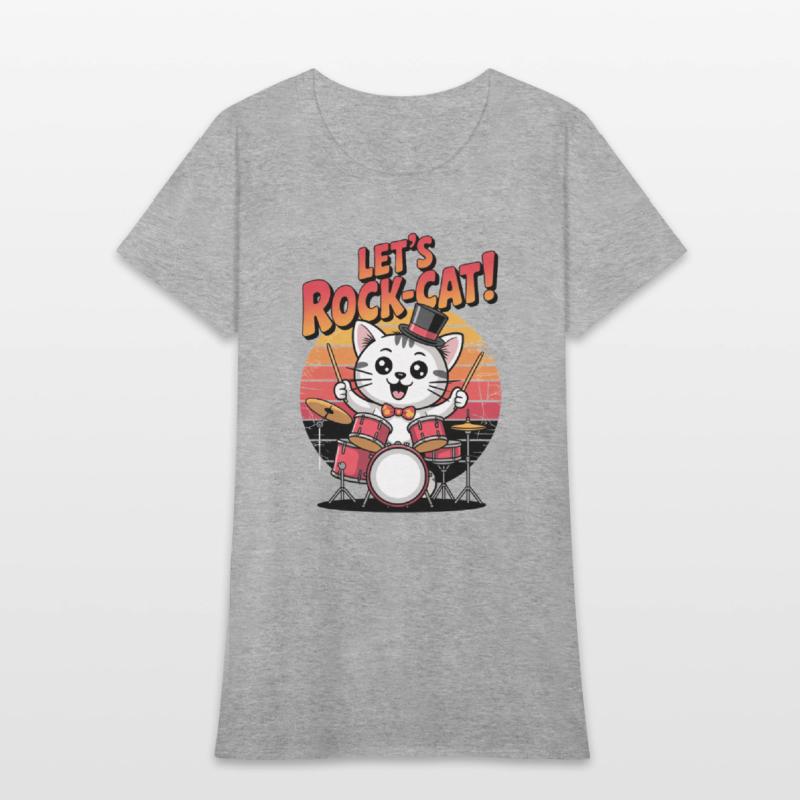 Cat Lets Rock Play with Drum