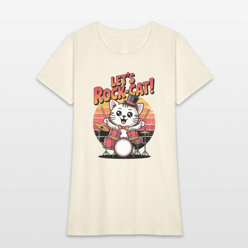 Cat Lets Rock Play with Drum