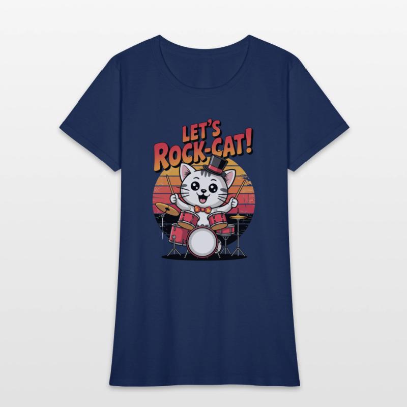 Cat Lets Rock Play with Drum