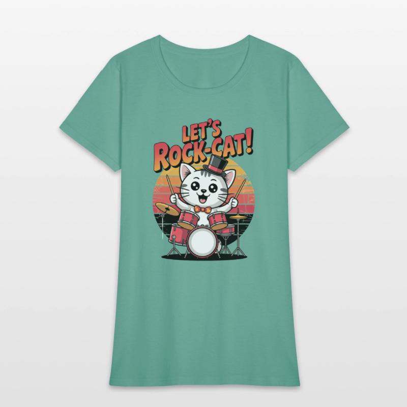 Cat Lets Rock Play with Drum