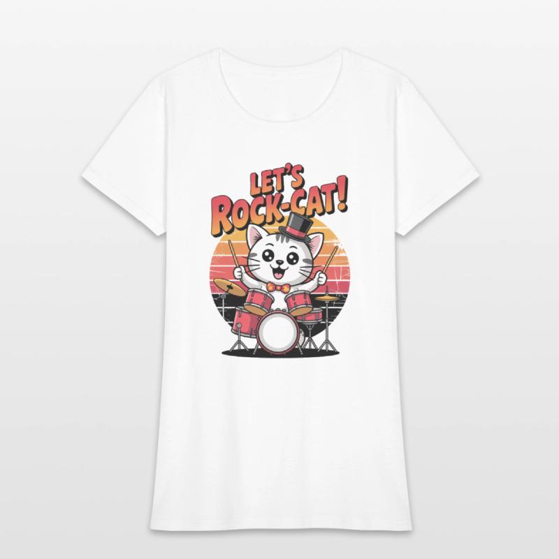 Cat Lets Rock Play with Drum