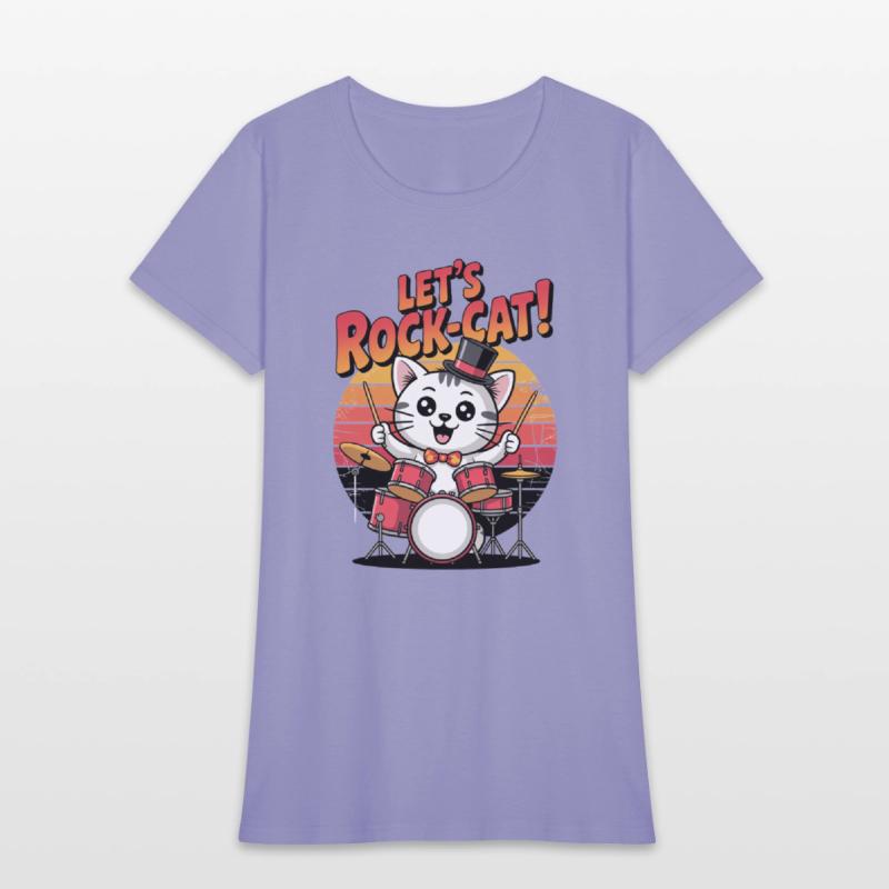 Cat Lets Rock Play with Drum