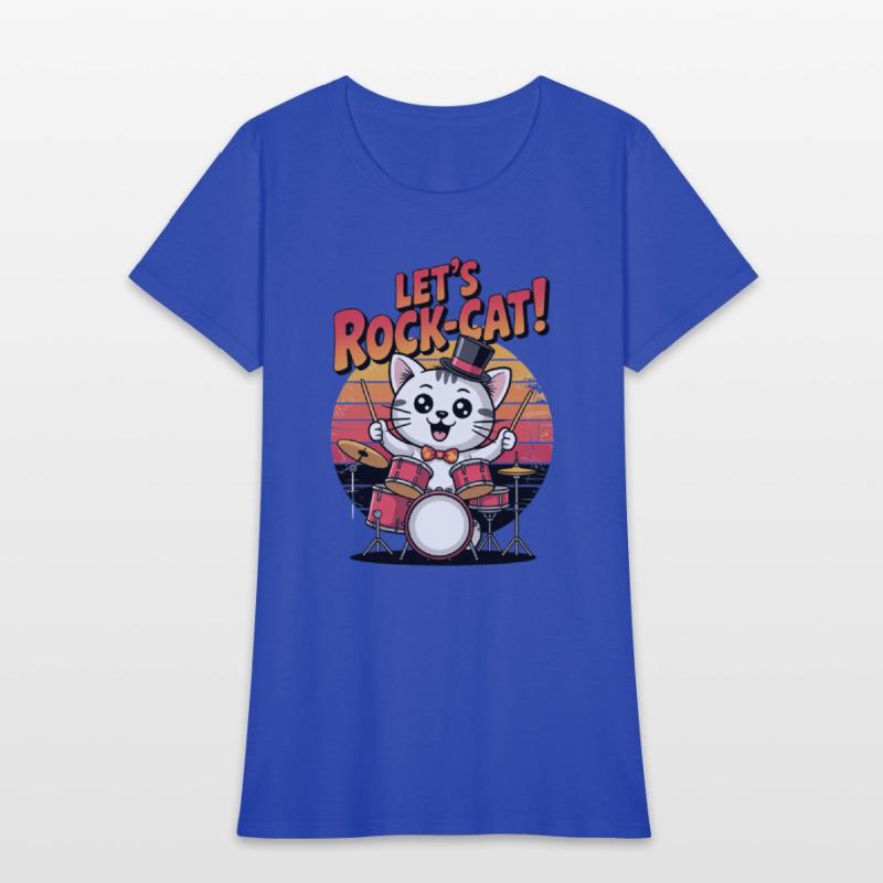 Cat Lets Rock Play with Drum