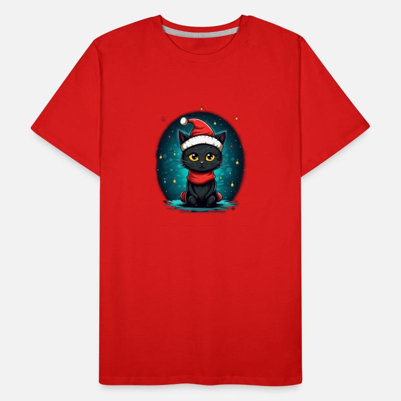 Christmas black cat with lights