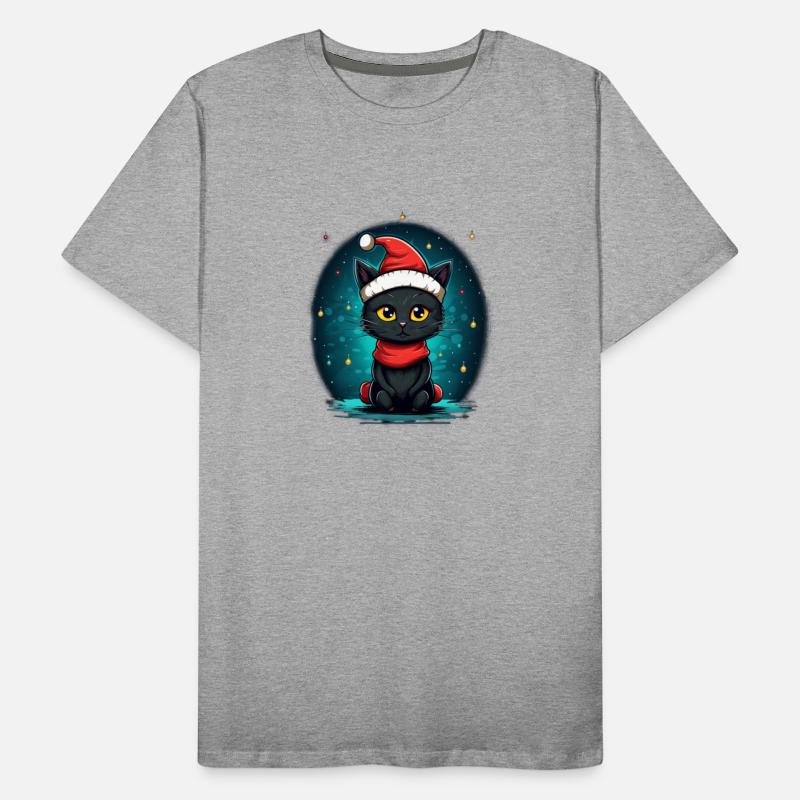 Christmas black cat with lights