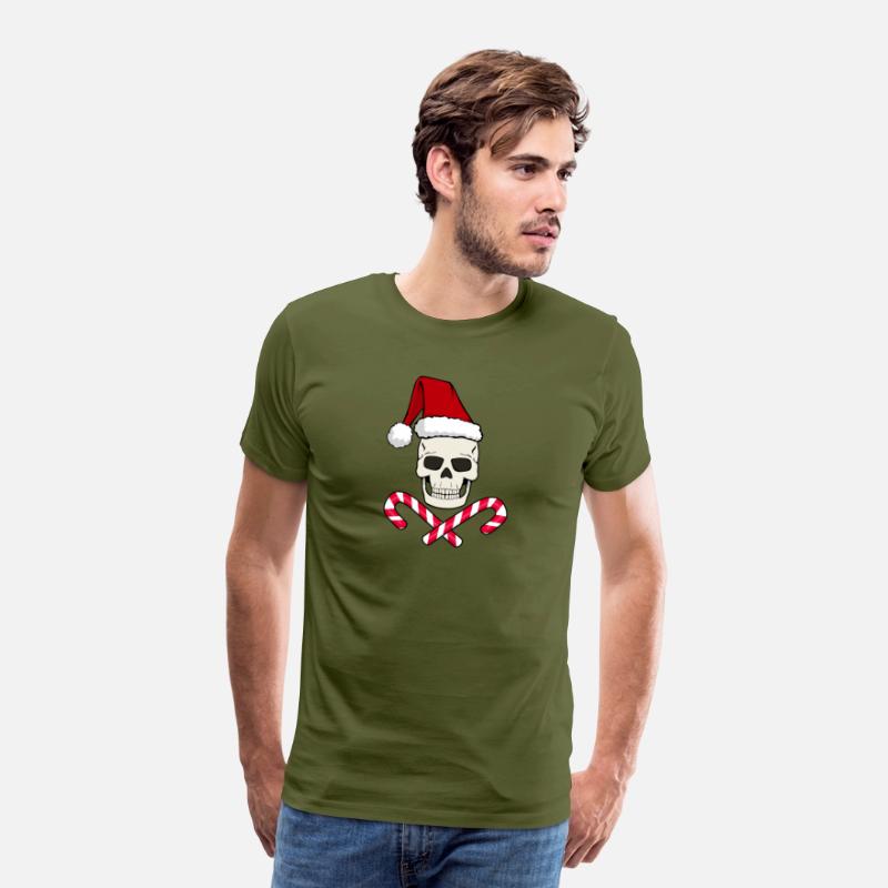 CHRISTMAS SKULL WITH SANTA HAT AND CANDY CANE