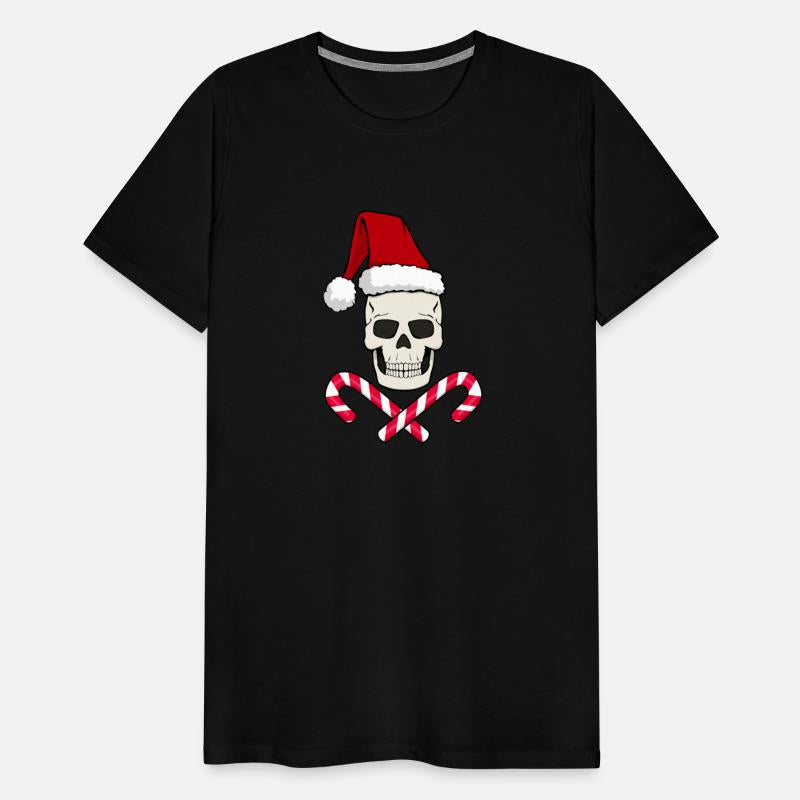 CHRISTMAS SKULL WITH SANTA HAT AND CANDY CANE