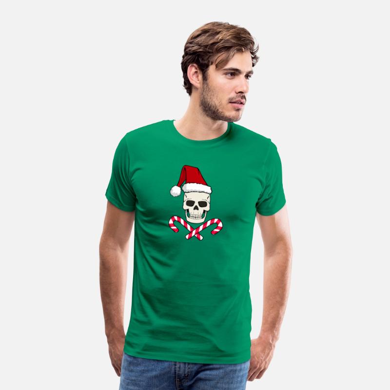 CHRISTMAS SKULL WITH SANTA HAT AND CANDY CANE