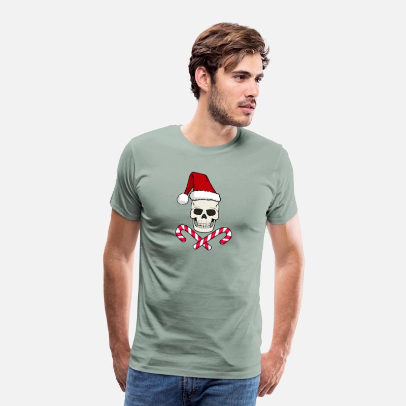 CHRISTMAS SKULL WITH SANTA HAT AND CANDY CANE