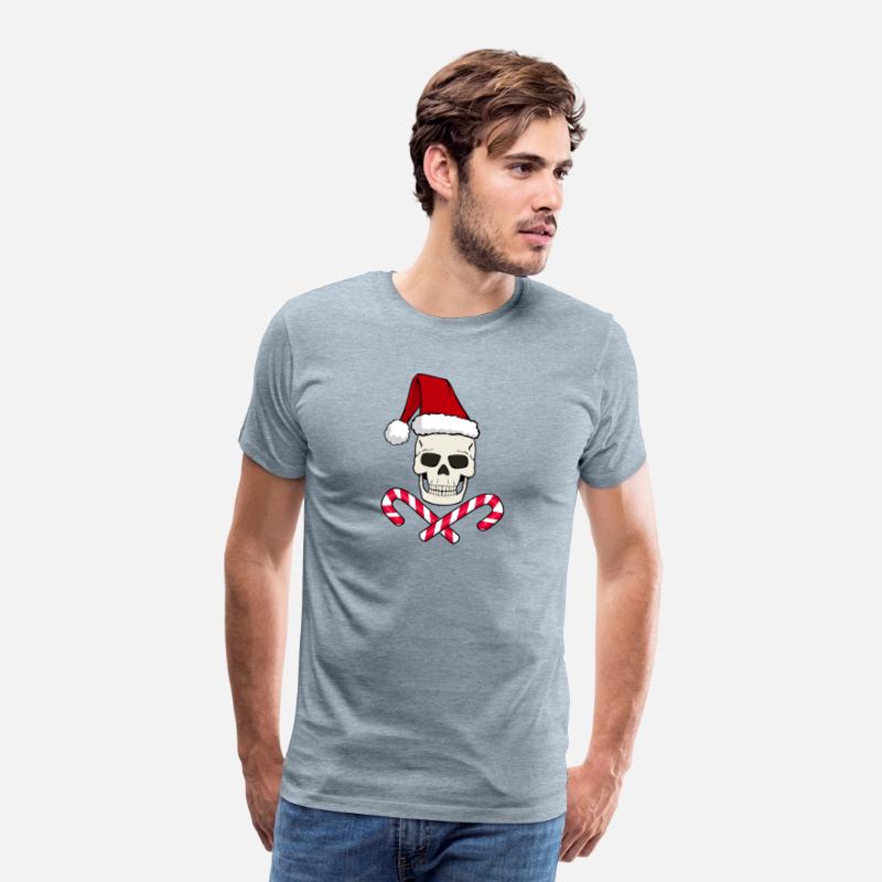 CHRISTMAS SKULL WITH SANTA HAT AND CANDY CANE