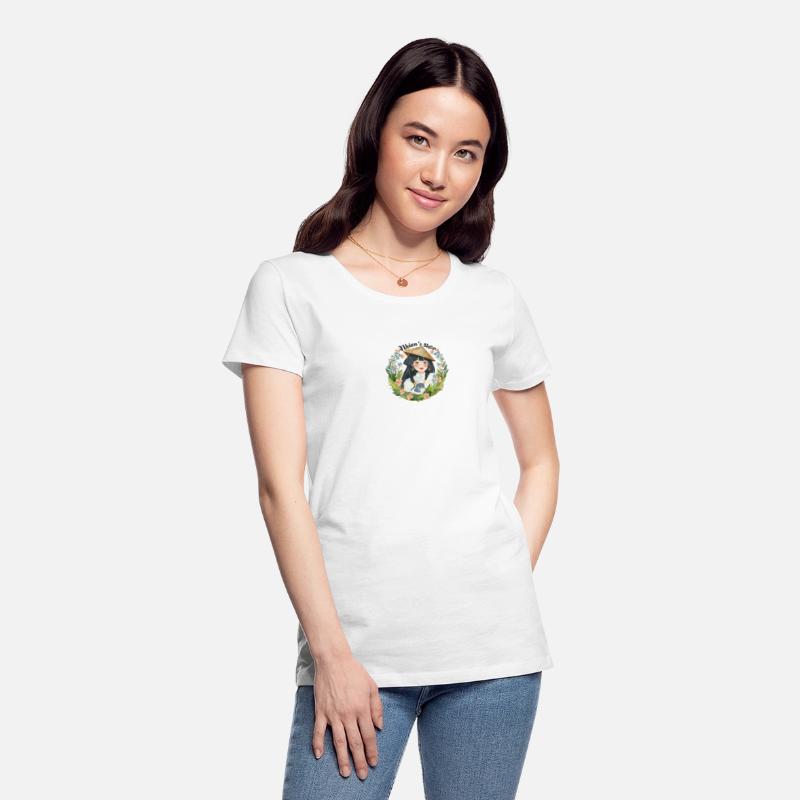 Circular watercolor Smiling Asian female with prev