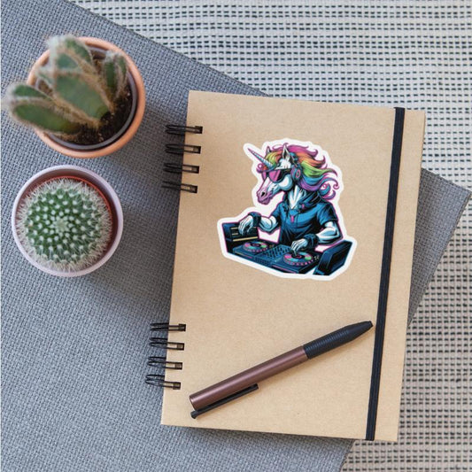 Colorful DJ Unicorn Spinning Beats in Style