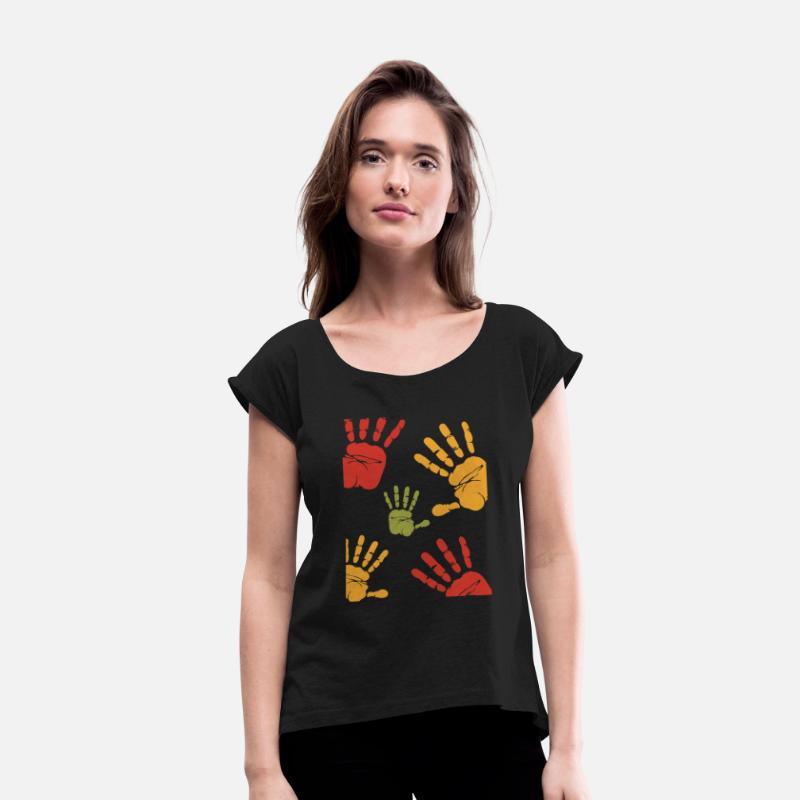 Colorful Handprint Pattern Rasta Vibe Unity T-Shir