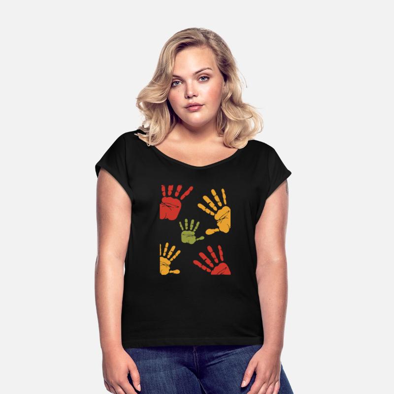 Colorful Handprint Pattern Rasta Vibe Unity T-Shir