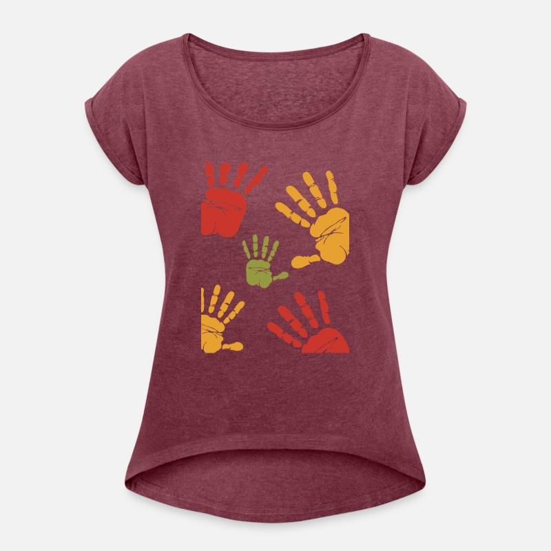 Colorful Handprint Pattern Rasta Vibe Unity T-Shir