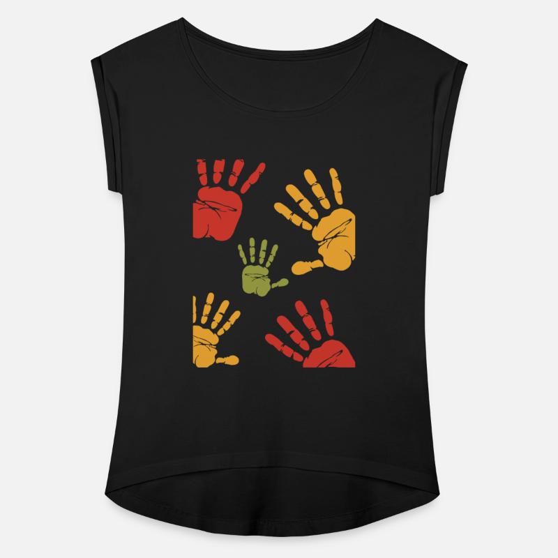 Colorful Handprint Pattern Rasta Vibe Unity T-Shir