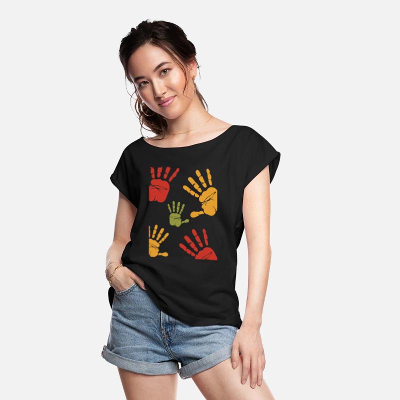 Colorful Handprint Pattern Rasta Vibe Unity T-Shir