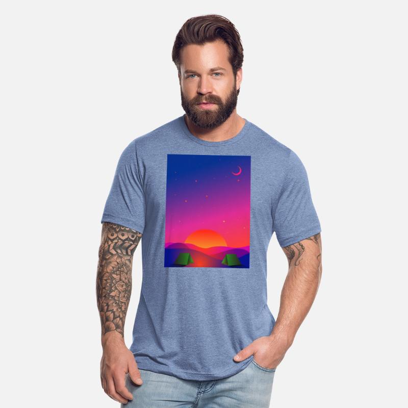 Colorful Sunset Campsite Under Starry Sky