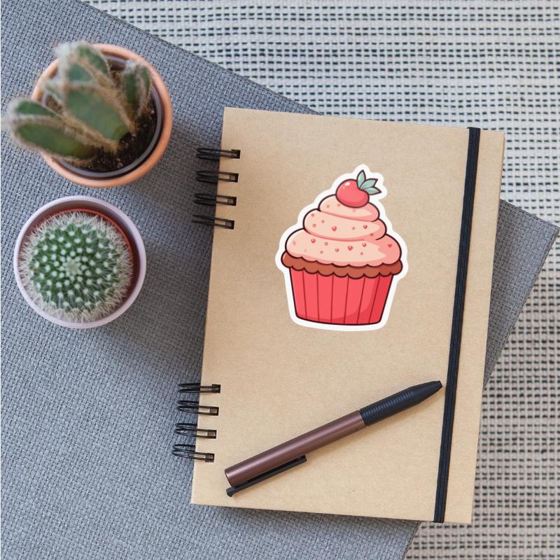 Sweet Strawberry Cupcake Illustration