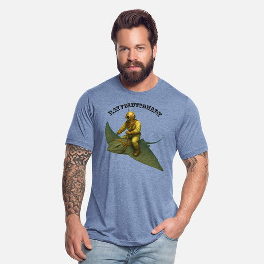 Vintage Helmet Diver Riding a Giant Stingray URM