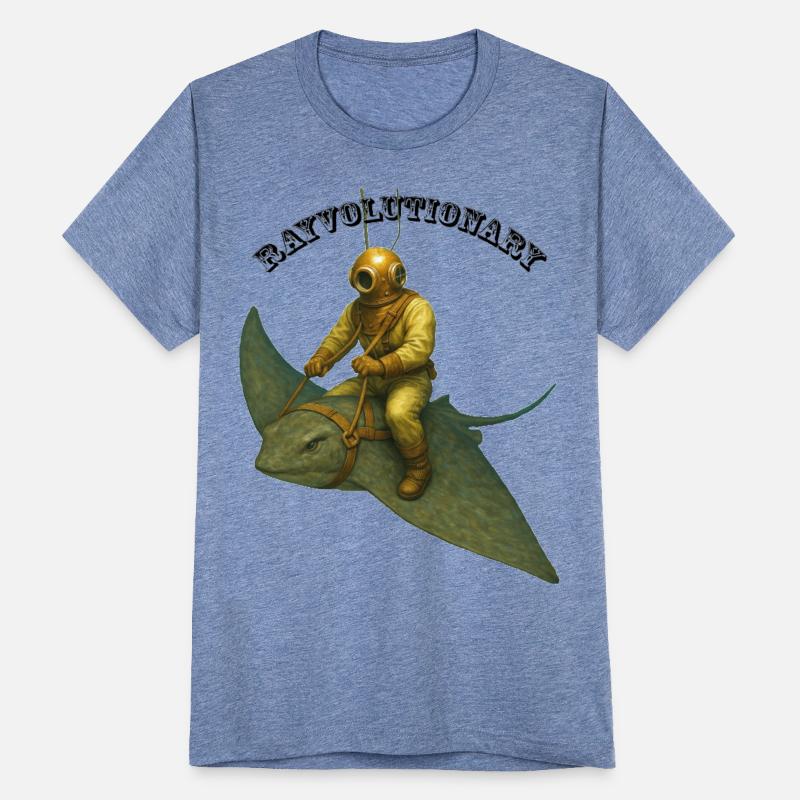 Vintage Helmet Diver Riding a Giant Stingray URM