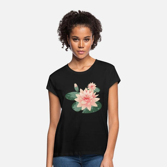 Water lily flower with bud in water lily pond